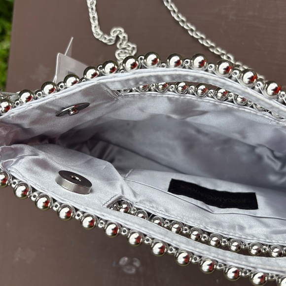 New With Tag — Hand-Beaded Silver Evening Shoulder Bag / Clutch - Picture 9 of 9